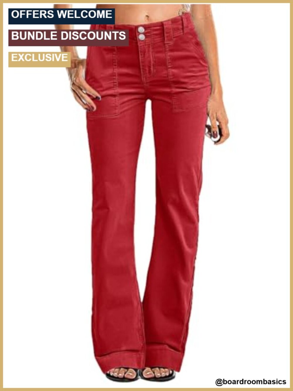 Women's Wide Leg Mid Rise Stretch Jeans Flare Straight Pants Corduroy Cargo